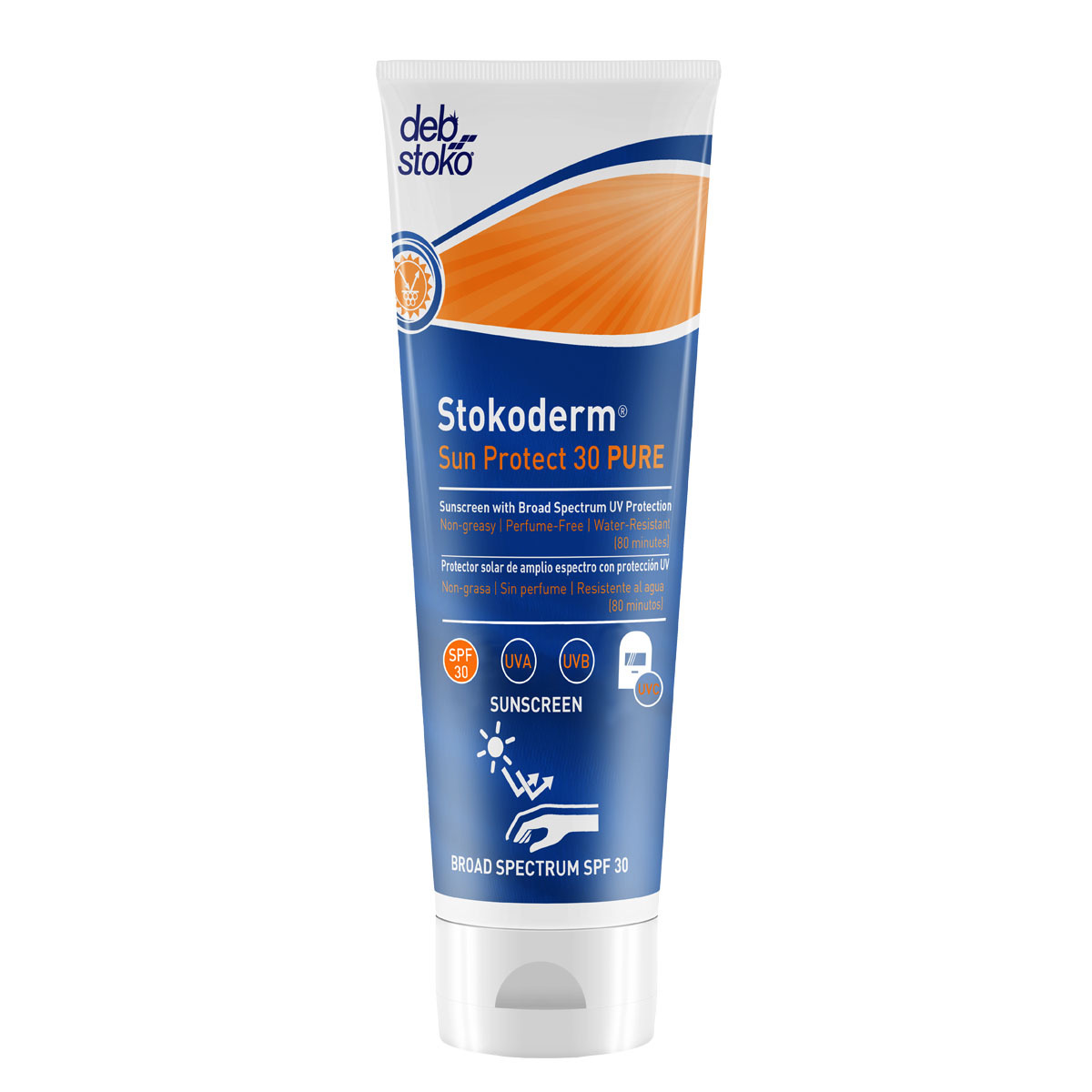 Deb 100 ml Tube White Stokoderm PURE Scented Sunscree D63SUN100ML for sale online at autumn supply