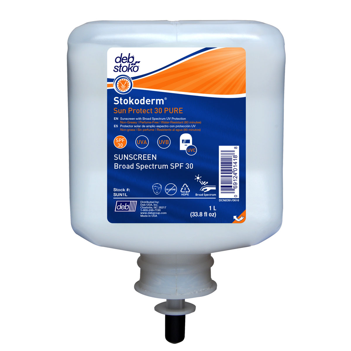 Deb 1 Liter Refill White Stokoderm® PURE Scented Sunscreen SPF 30 Sunscreen (Availability restrictions apply.)