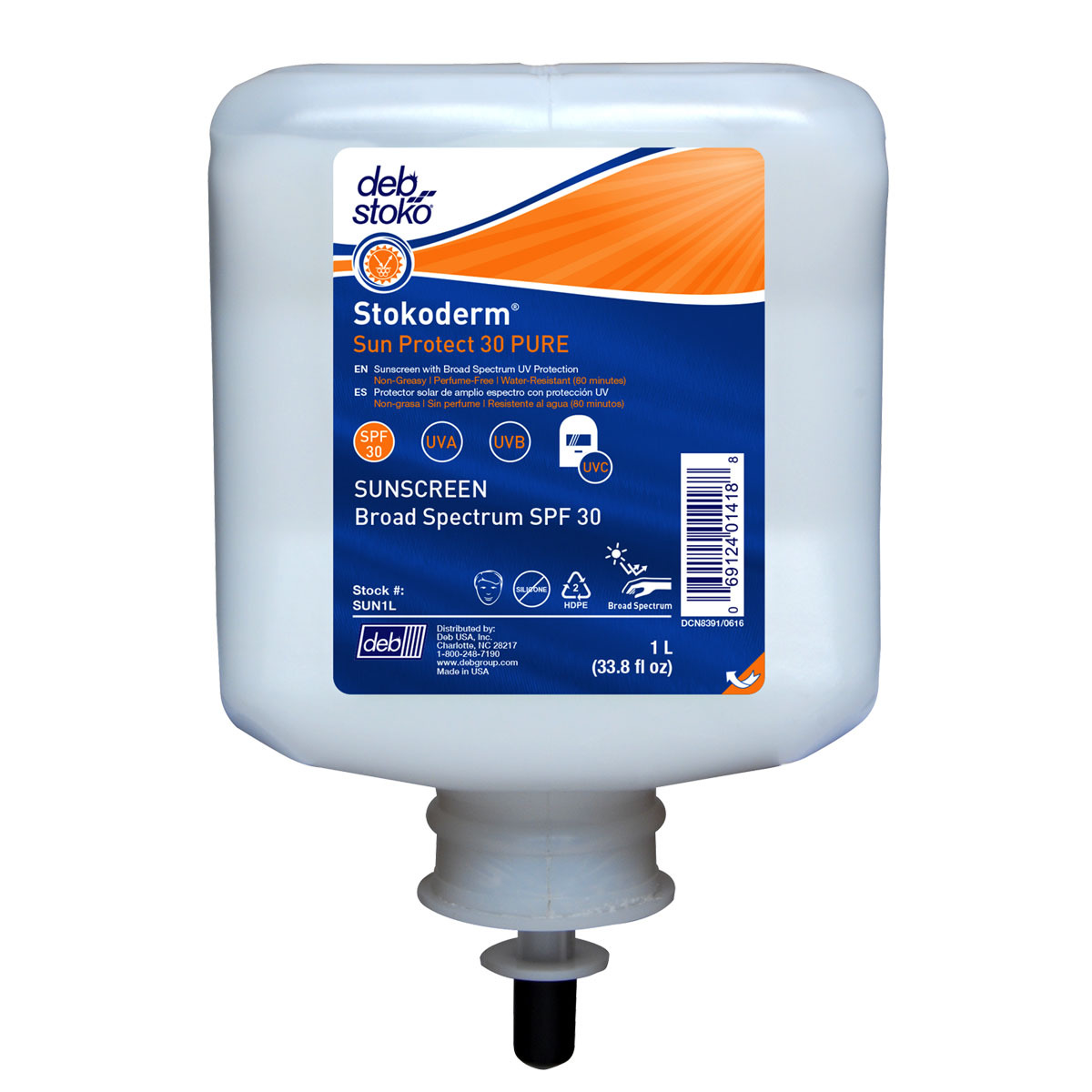 Deb 1 Liter Refill White Stokoderm® PURE Scented Sunscreen SPF 30 Sunscreen (Availability restrictions apply.) Deb 1 Liter Refill White Stokoderm PURE Scented Sunsc D63SUN1L for sale online at autumn supply