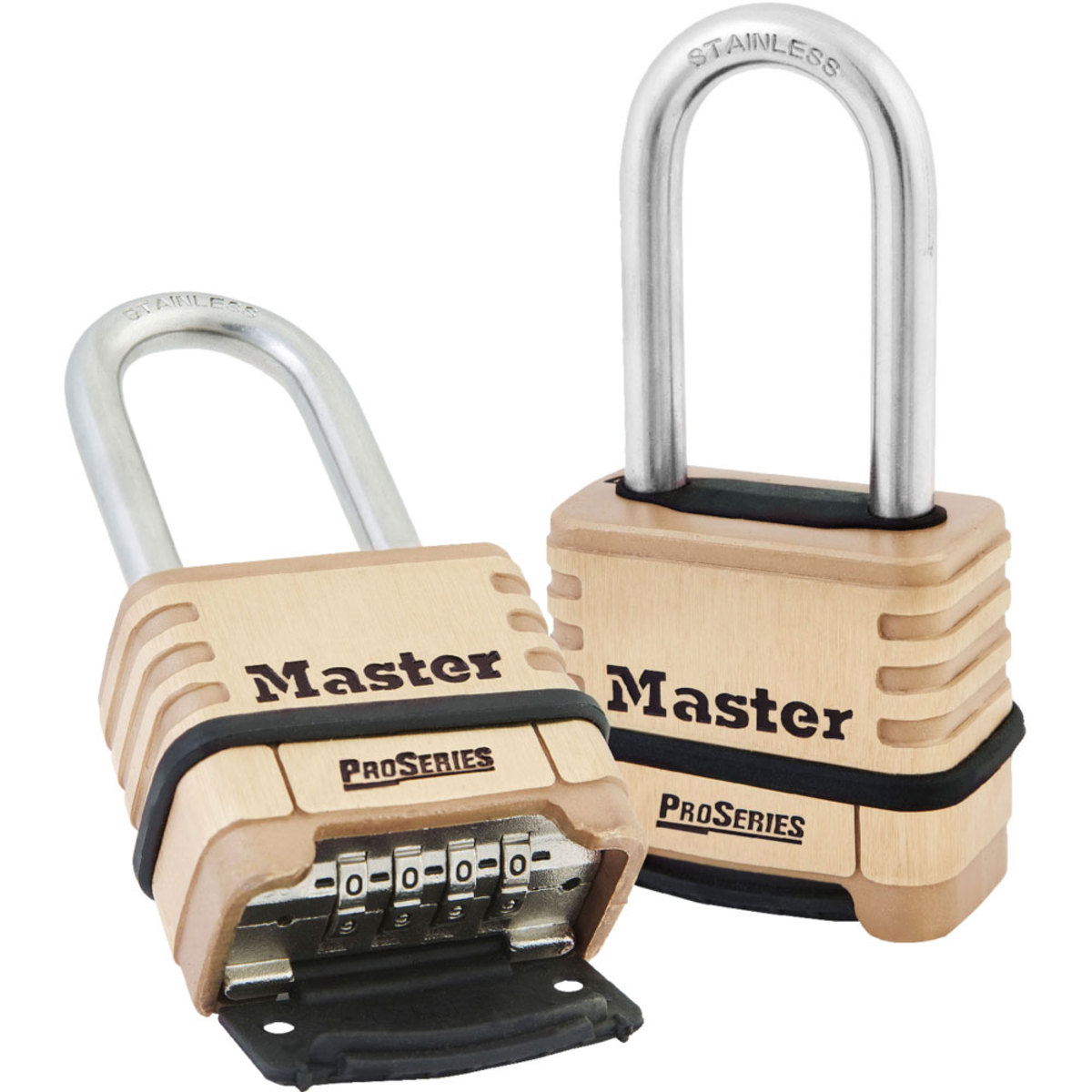 Master Lock® Brass Brass Combination Security Padlock Stainless Steel Shackle