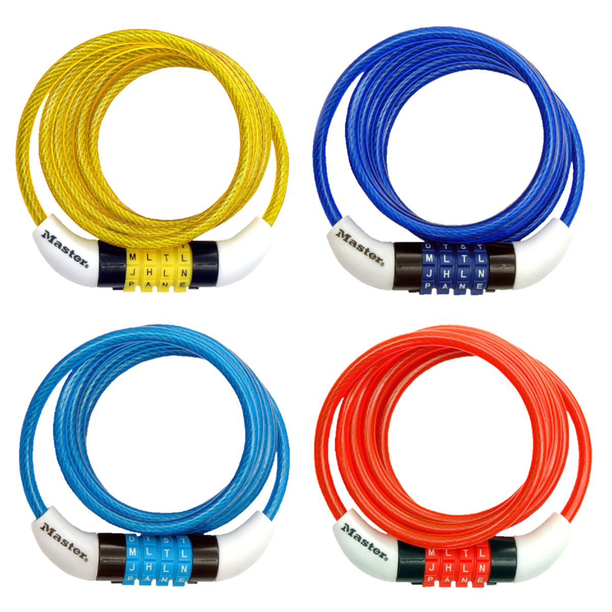 Master Lock® Blue/Light Blue/Orange/Yellow Braided Steel Combination Cable Lock