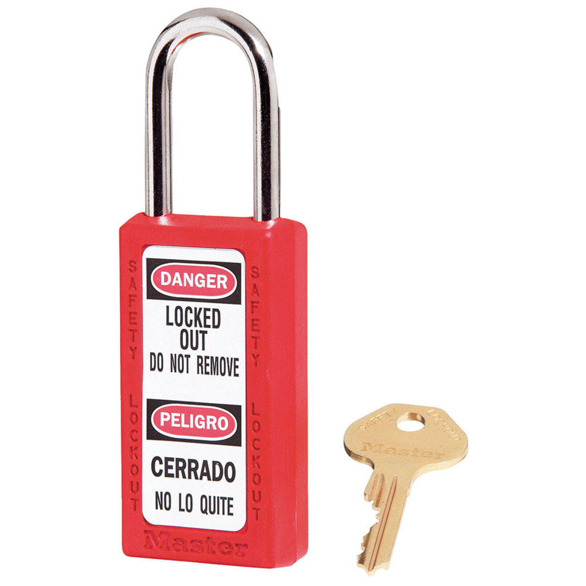 Master Lock® Red Thermoplastic Zenex™ 6 Pin Tumbler Padlock Steel Shackle