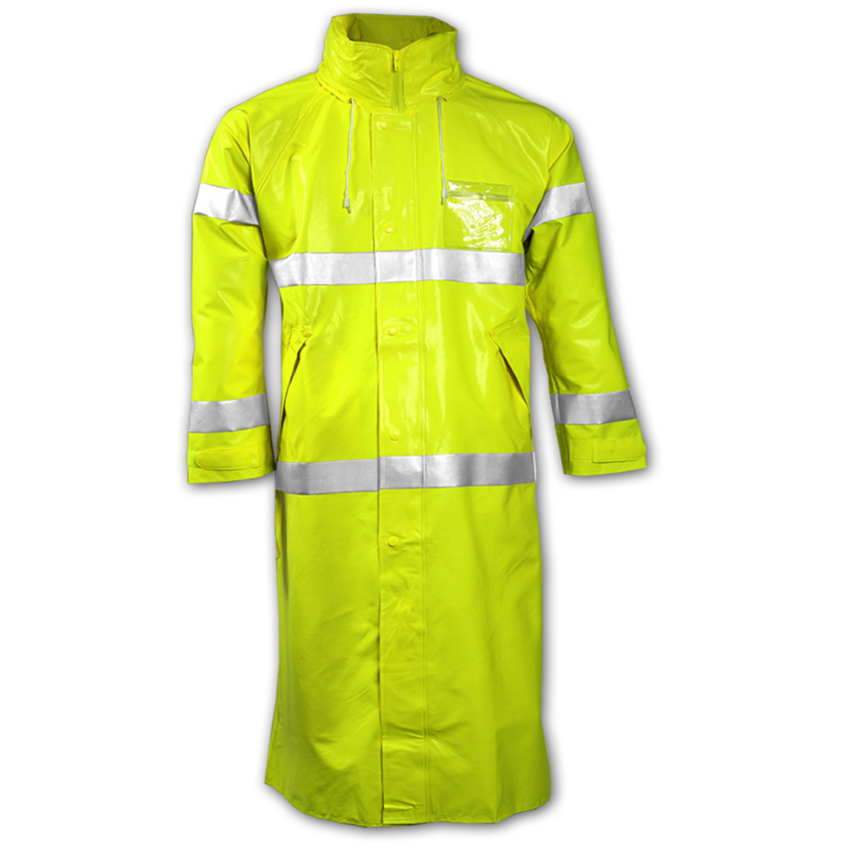 Tingley Small Fluorescent Yellow-Green  Comfort-Brite® 15 mil PVC And Polyester Rain Jacket With Front Zipper/Front Snap And Hoo