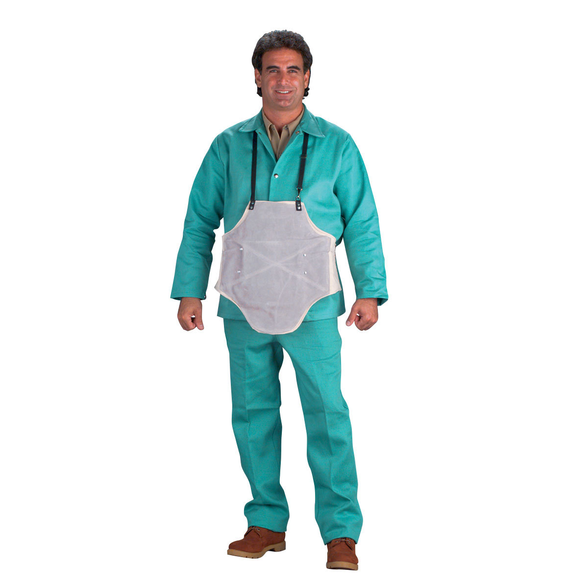 Chicago Protective Apparel One Size Fits All Gray Leather Kevlar® Wool Kickback Apron With Clip Closure Chicago Protective Apparel One Size Fits All Gray Leather Kevlar® Wool Kickback Apron With Clip Closure