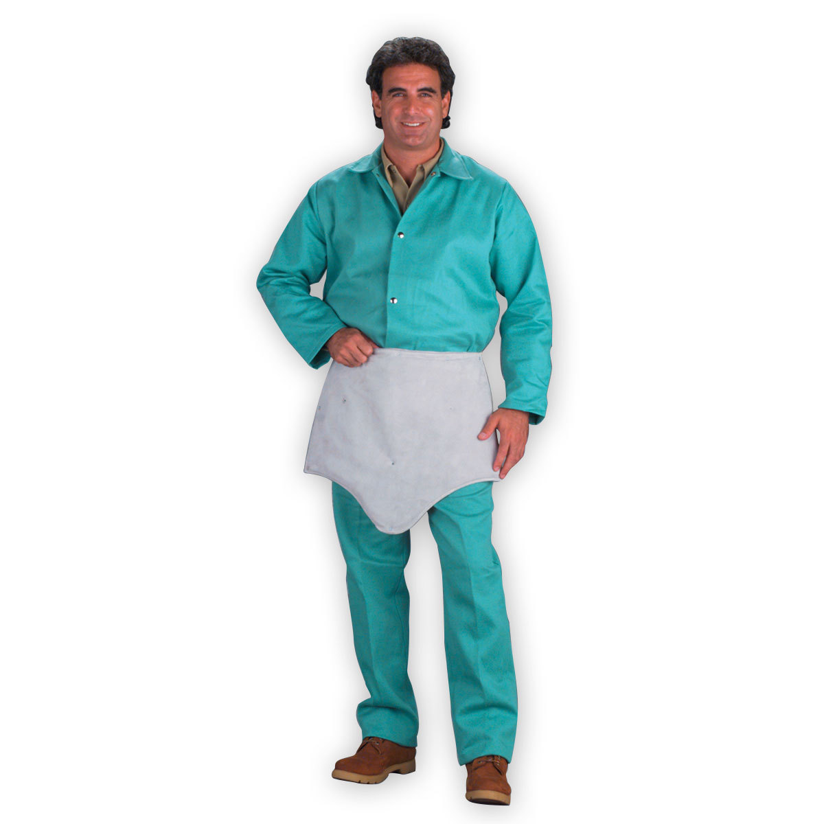 Chicago Protective Apparel One Size Fits All Gray Leather Kickback Apron With Clip Closure Chicago Protective Apparel One Size Fits All Gray Leather Kickback Apron With Clip Closure