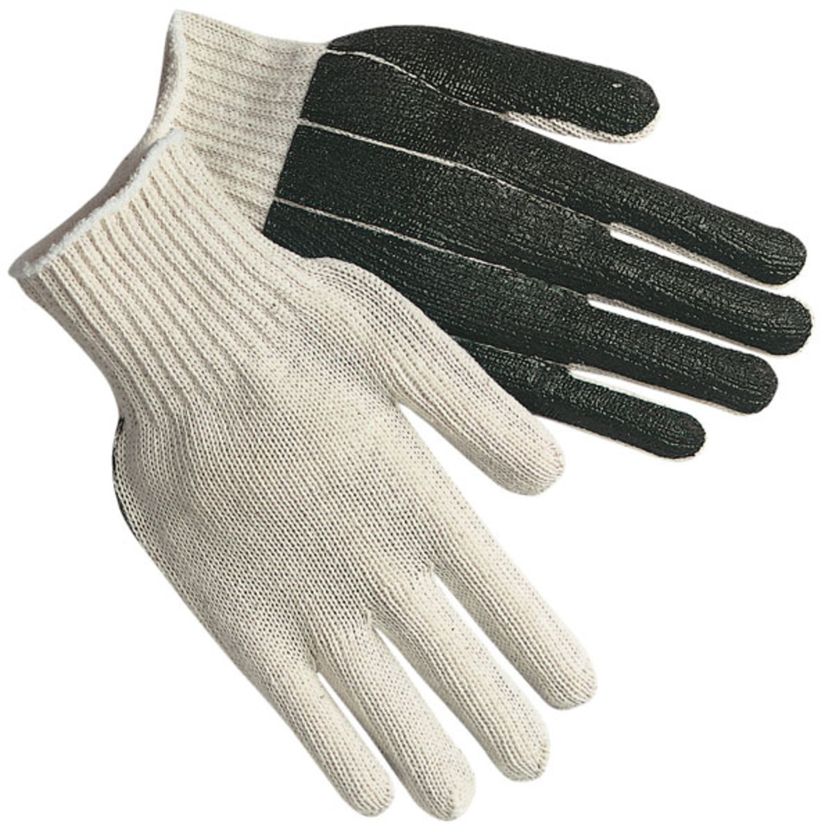 MCR Safety® Large 7 Gauge Black PVC Palm Coated Work Gloves With Natural Cotton And Polyester Liner And Knit Wrist