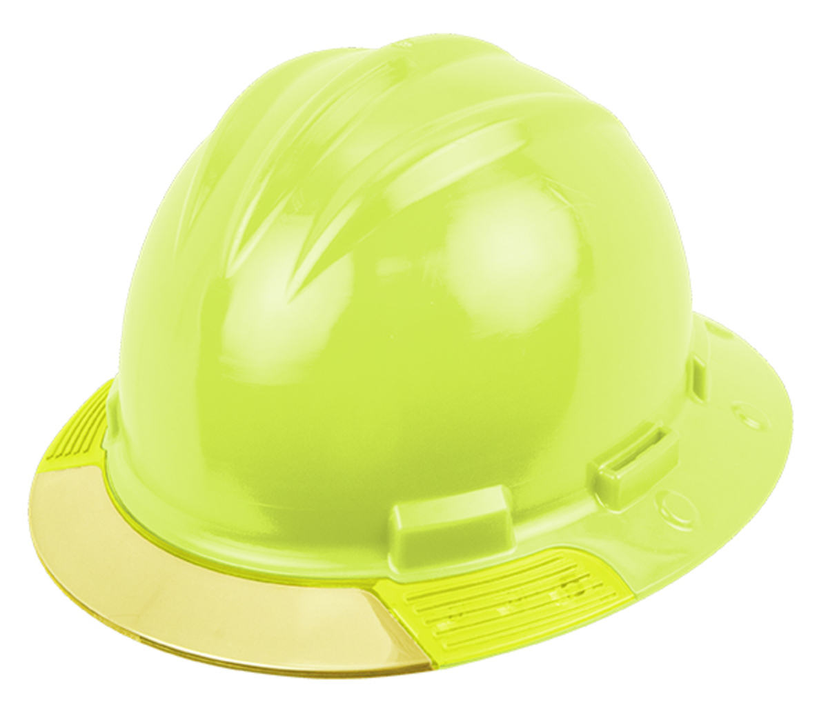 Bullard® Hi-Viz Yellow AboveView ™ HDPE Full Brim Hard Hat With Ratchet/4 Point Ratchet Suspension