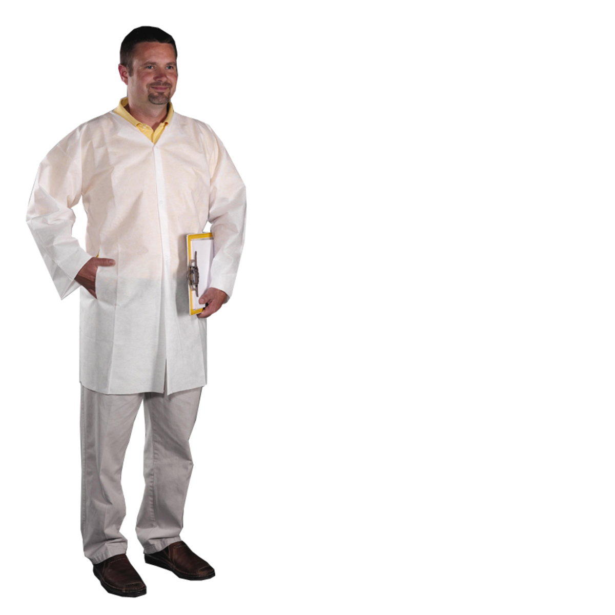 PIP® 3X White Posi-wear® UB™ Polyethylene Polypropylene Disposable Lab Coat (Availability restrictions apply.)