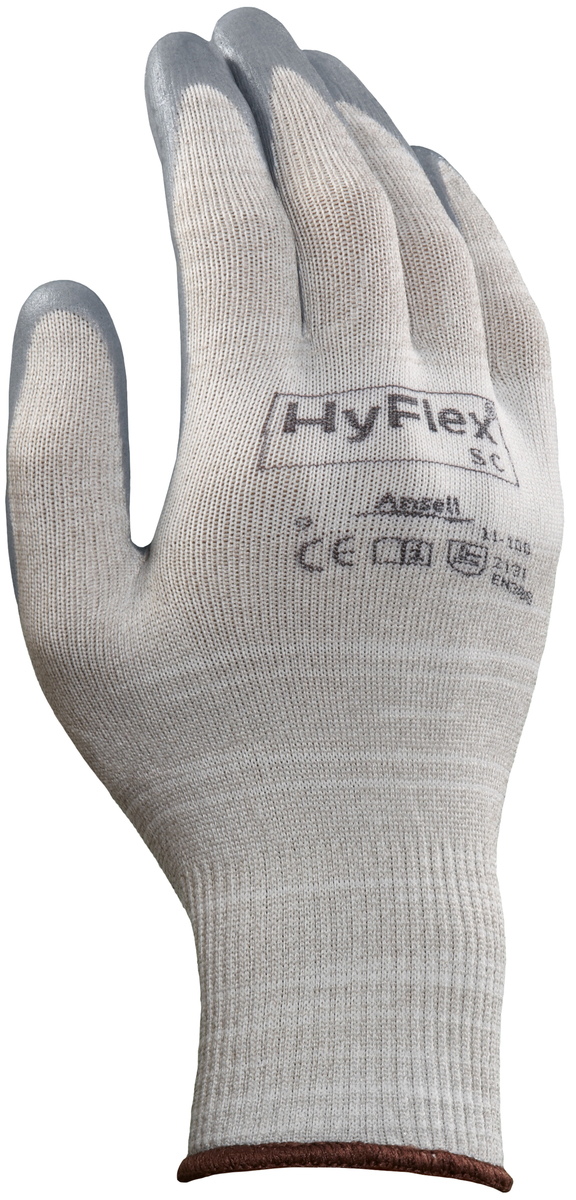Ansell Size 10 HyFlex® 15 Gauge And Light Weight Foam Nitrile Work Gloves With Gray X-Static® Yarn Liner And Knit Wrist