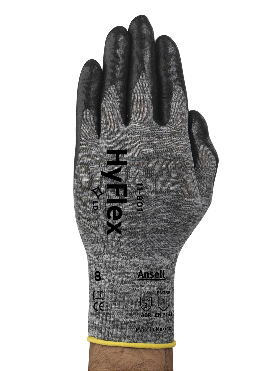 Ansell Size 11 HyFlex® Light Weight Foam Nitrile Work Gloves With Black And Gray Nylon Liner And Knit Wrist