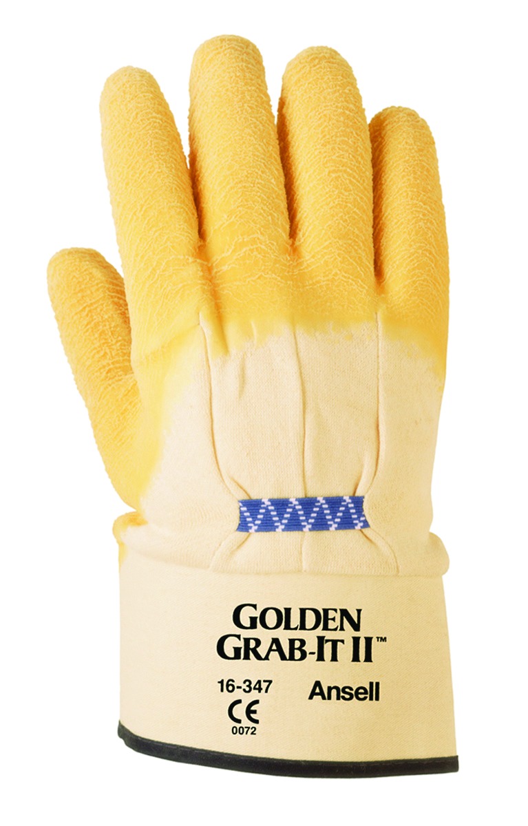Ansell Size 10 Golden Grab-It® II Heavy Weight Latex And Natural Rubber Work Gloves With Yellow Jersey And Knit Liner And Safety