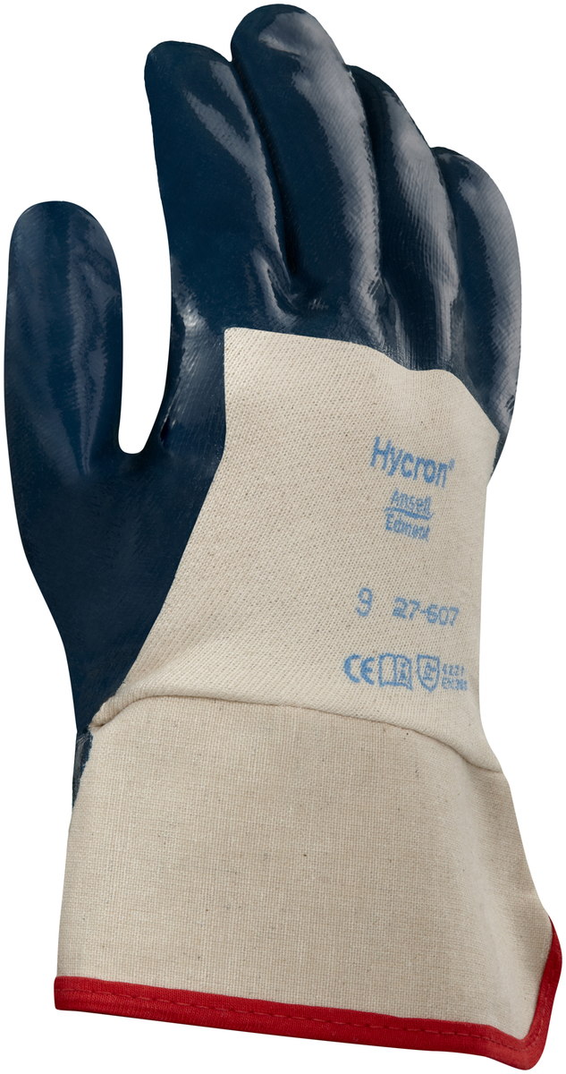 Ansell Hycron® Heavy Weight Nitrile Work Gloves With Blue Jersey Liner And Safety Cuff