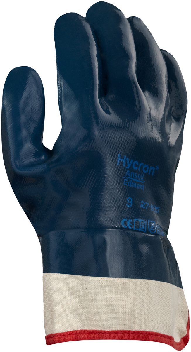 Ansell Size 10 Hycron® Heavy Weight Nitrile Work Gloves With Blue Jersey Liner And Safety Cuff