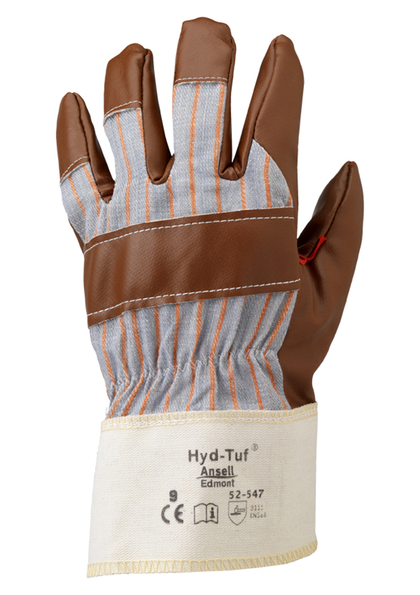 Ansell Size 10 Hyd-Tuf® Heavy Weight Nitrile Work Gloves With Brown Jersey Liner And Safety Cuff