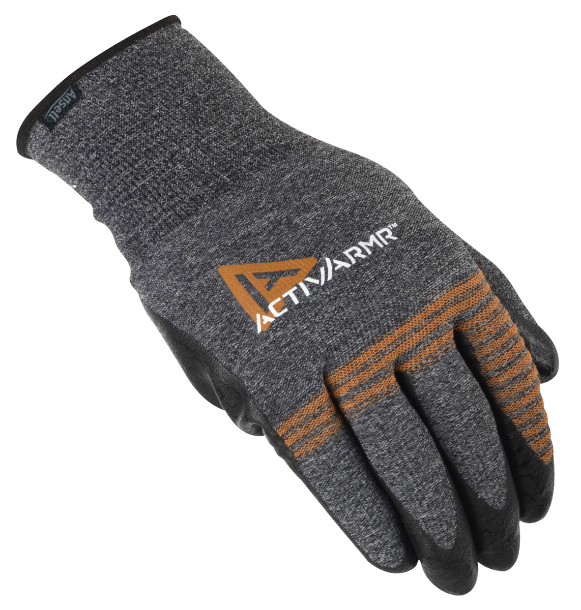 Ansell Size 8 ActivArmr® 15 Gauge And Light Weight Foam Nitrile Work Gloves With Black And Gray Nylon Liner And Knit Wrist