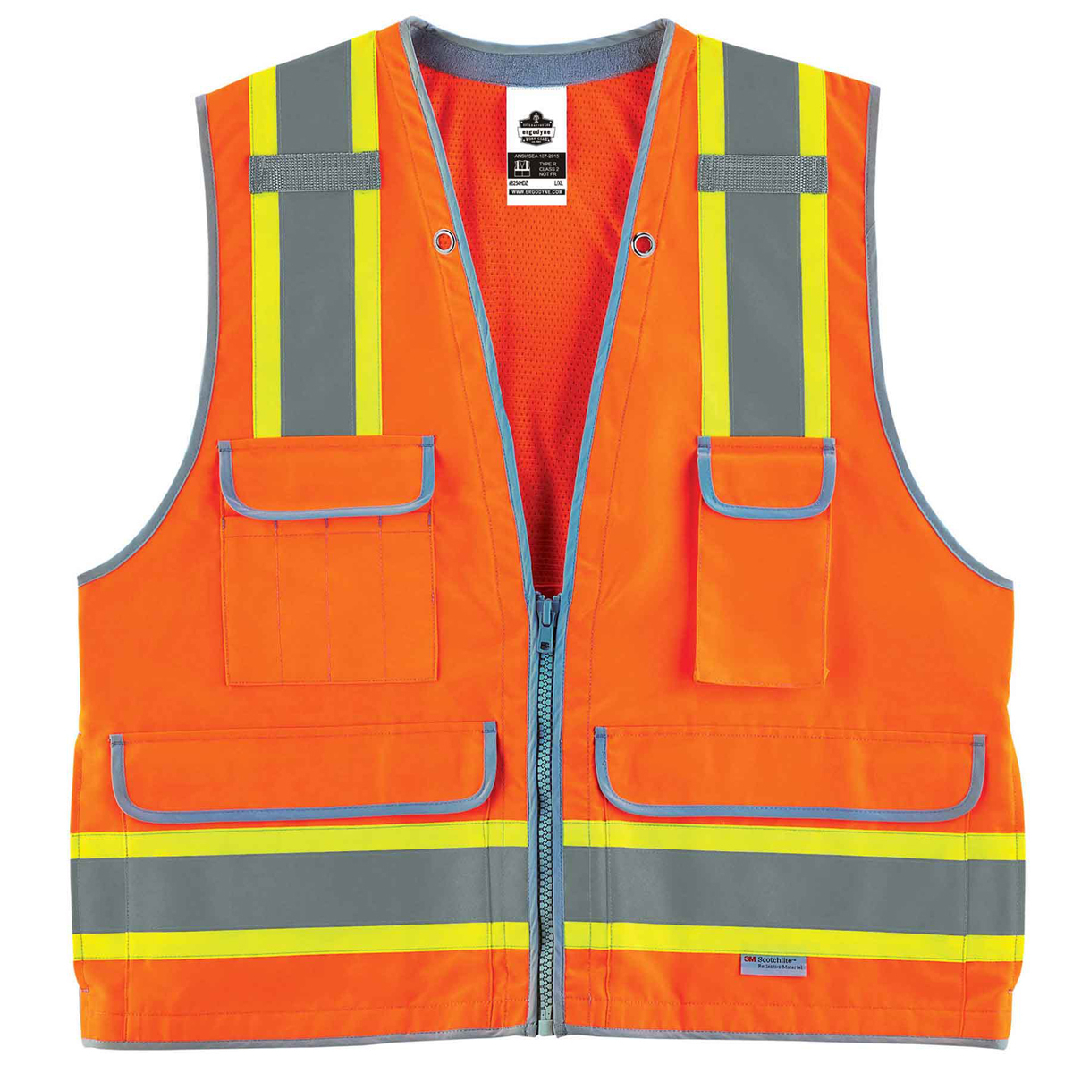 Ergodyne 2X - 3X Orange GloWear® 8254HDZ Polyester/Polyester Mesh Heavy-Duty Surveyor Vest With Mesh Back