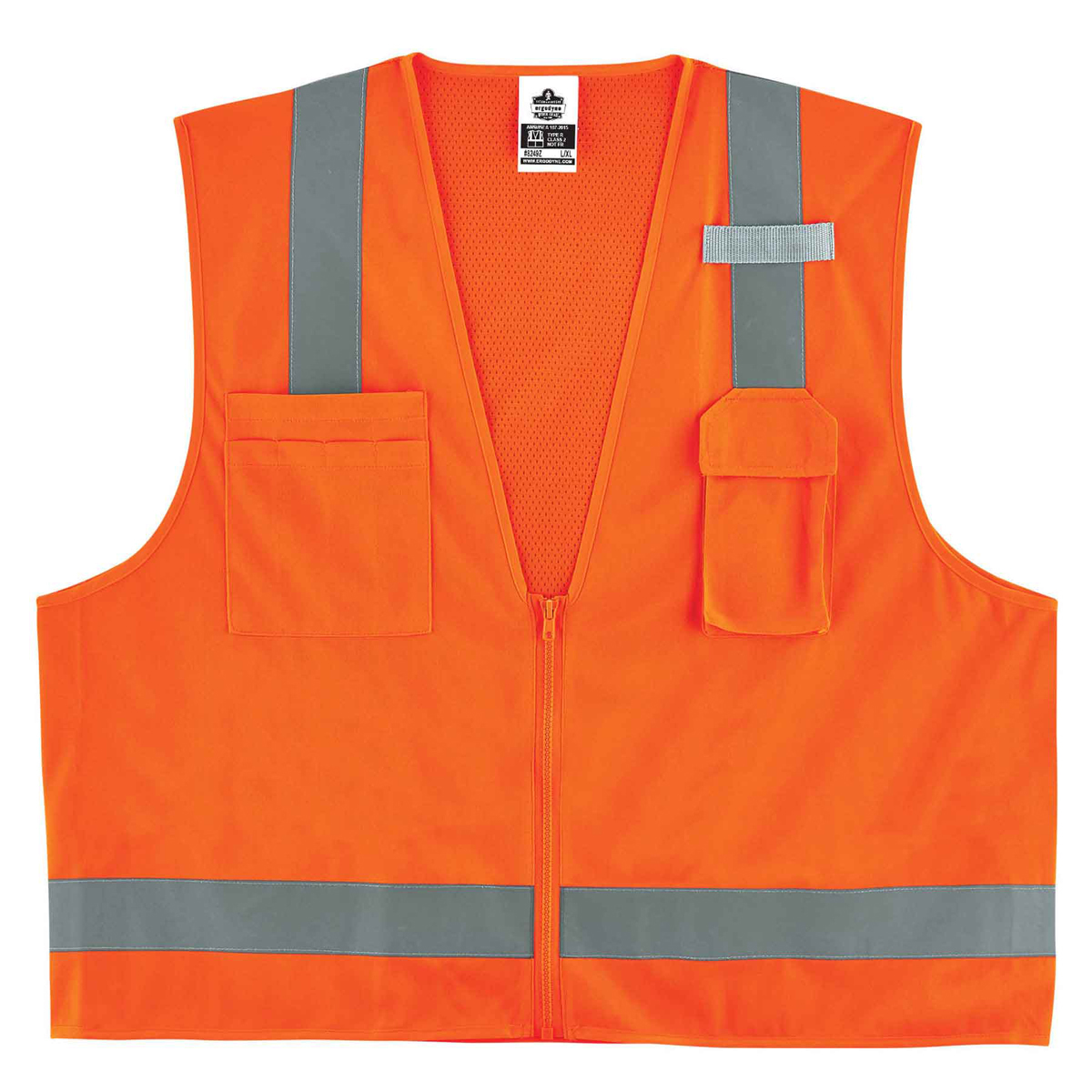 Ergodyne Small - Medium Orange GloWear® 8249Z Polyester/Polyester Mesh Economy Surveyor Vest With Mesh Back
