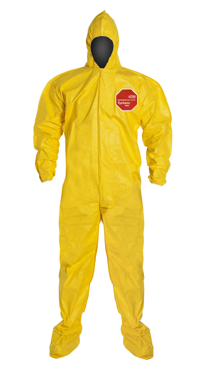 DuPont™ Size 2X Yellow Tychem® 2000 10 mil Polyethylene Coated Tyvek® Bib Pants/Overalls (Availability restrictions apply.)