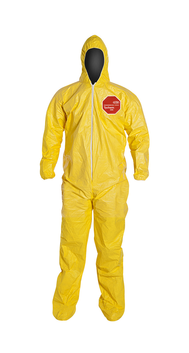 DuPont™ Size 8X Yellow Tychem® 2000 10 mil Polyethylene Coated Tyvek® Bib Pants/Overalls (Availability restrictions apply.)