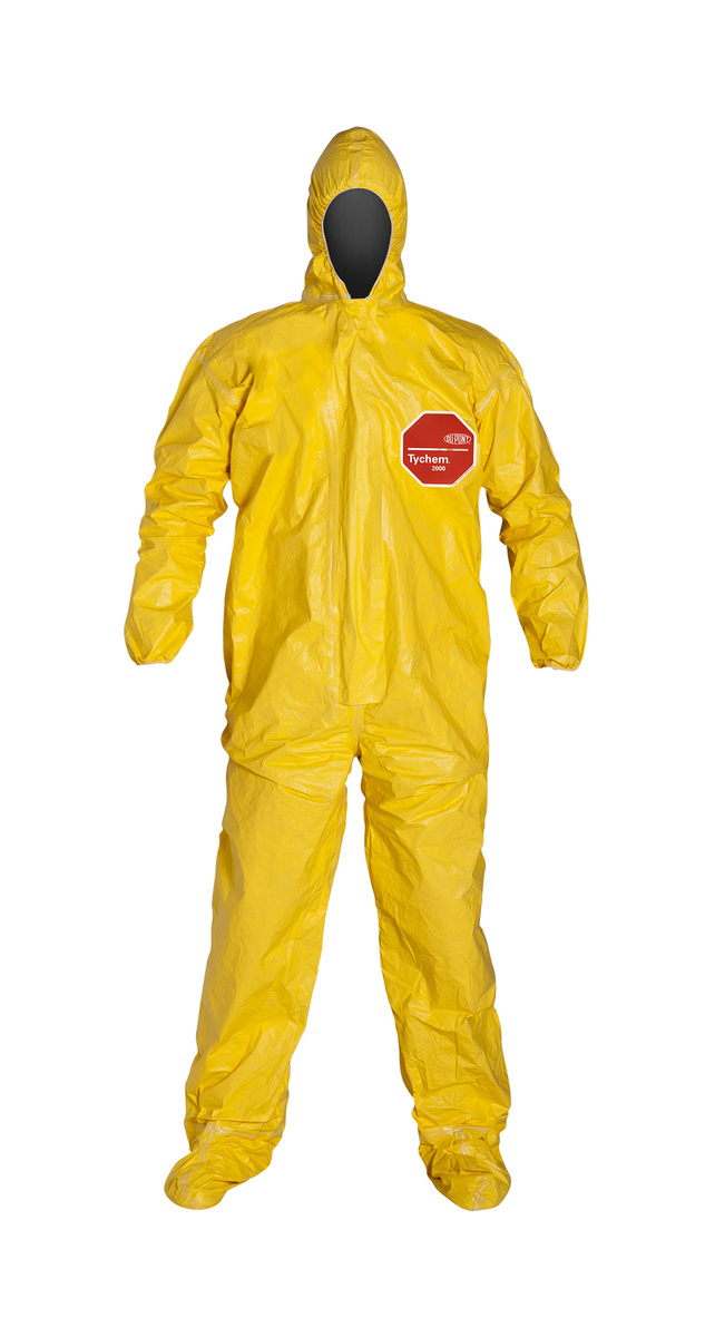 DuPont™ Size 2X Yellow Tychem® 2000 10 mil Polyethylene Coated Tyvek® Bib Pants/Overalls (Availability restrictions apply.)