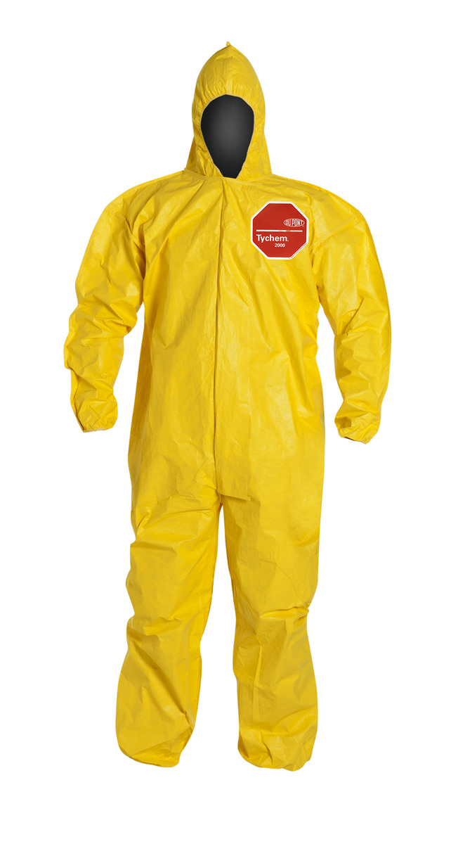 DuPont™ Size 2X Yellow Tychem® 2000 10 mil Polyethylene Coated Tyvek® Bib Pants/Overalls (Availability restrictions apply.)