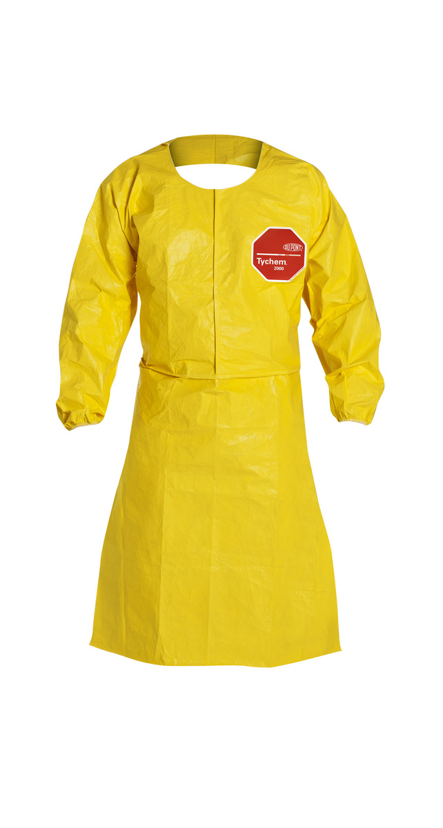DuPont™ Size 3X Yellow Tychem® 2000 10 mil Polyethylene Coated Tyvek® Apron (Availability restrictions apply.)