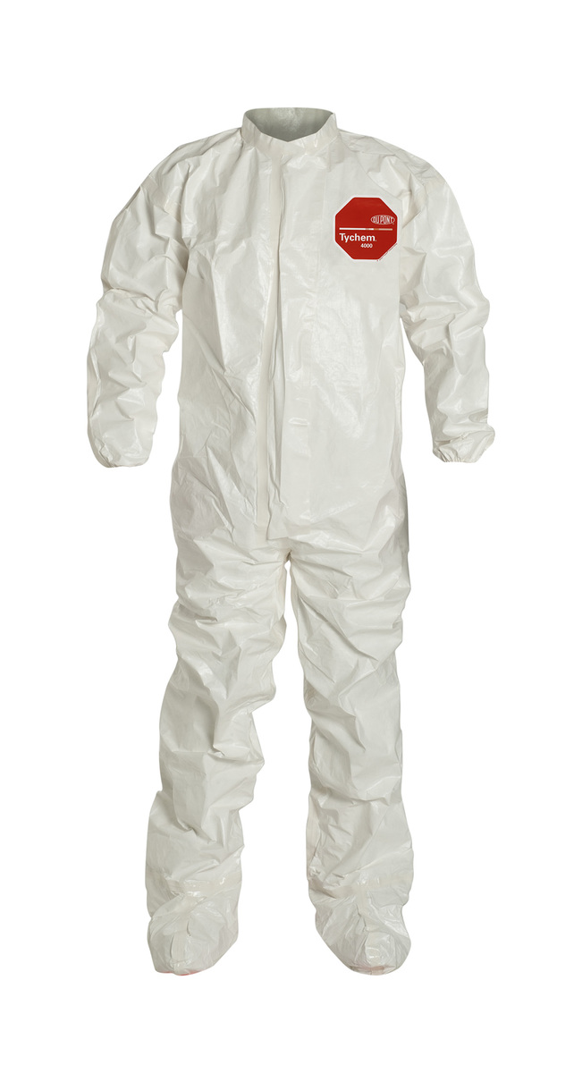 DuPont™ Medium White Tychem® 4000 12 mil Saranex™ 23-P/Tyvek® Bib Pants/Overalls (Availability restrictions apply.)