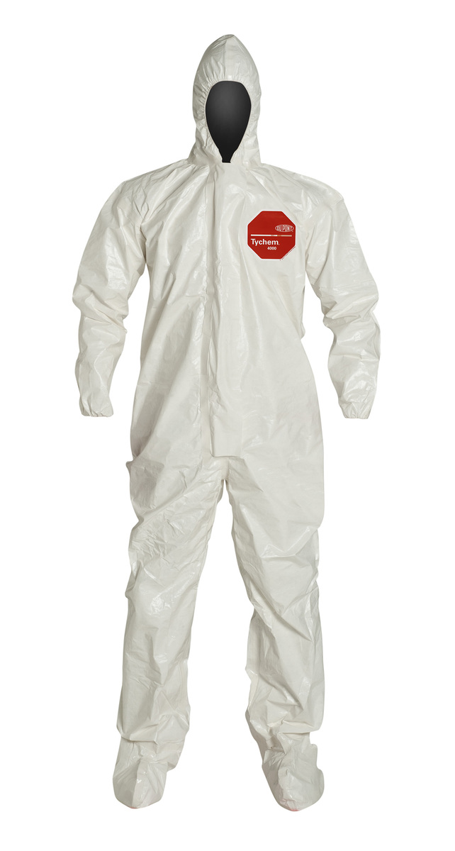 DuPont™ Medium White Tychem® 4000 12 mil Saranex™ 23-P/Tyvek® Bib Pants/Overalls (Availability restrictions apply.)