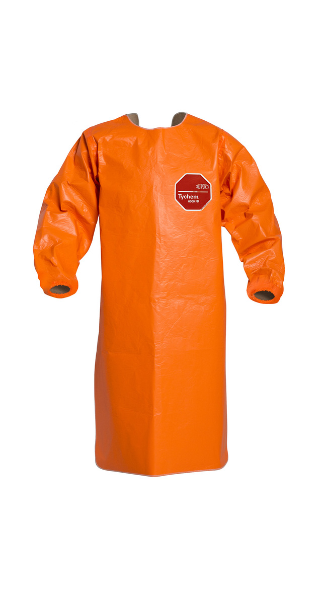 DuPont™ X-Large Orange Tychem® 6000 FR 34 mil Tychem® 6000 FR Sleeved Apron (Availability restrictions apply.) DuPont™ X-Large Orange Tychem® 6000 FR 34 mil Tychem® 6000 FR Sleeved Apron (Availability restrictions apply.)