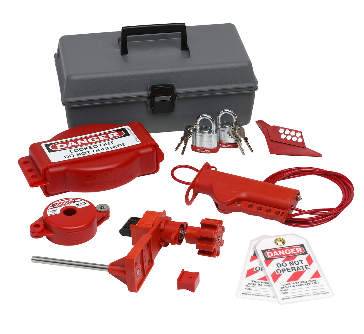 Brady Gray Polyethylene Lockout Kit BRD99324 for sale online at autumn supply