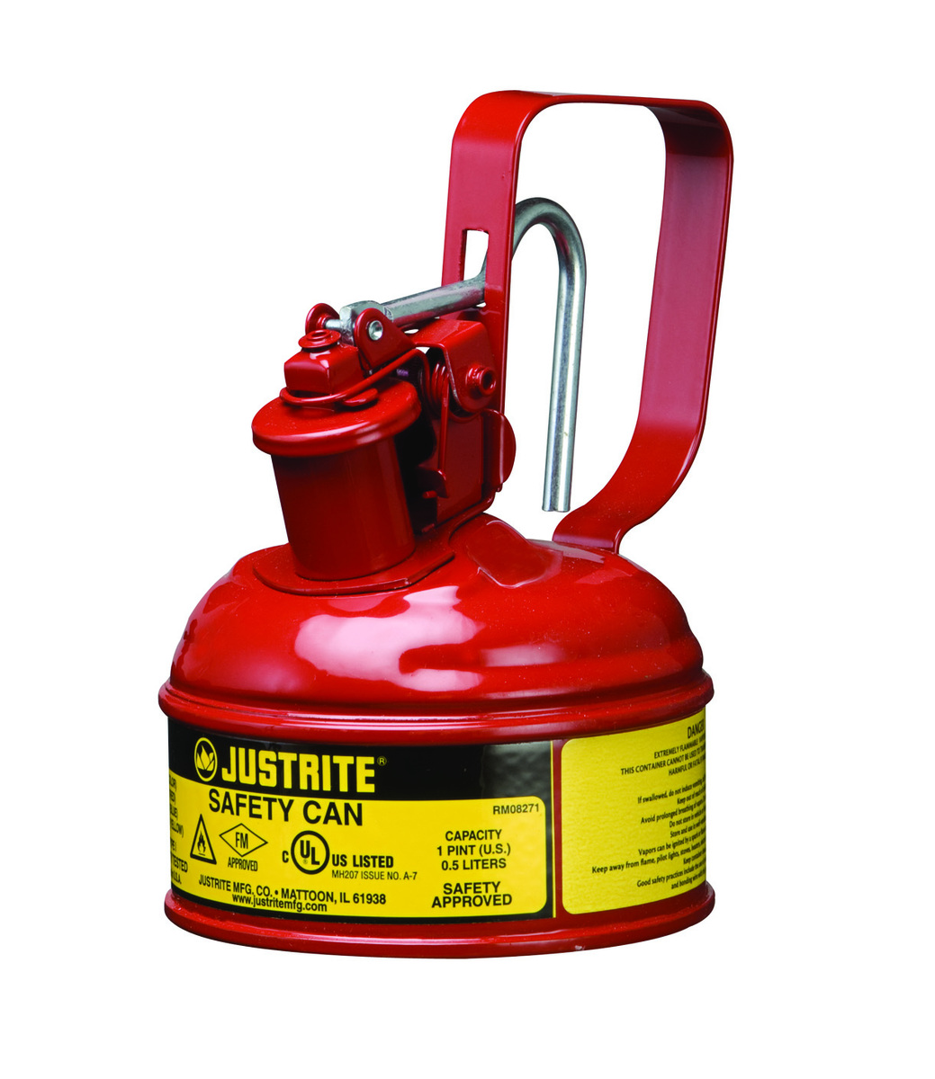 Justrite™ 1 Pint Red Galvanized Steel Type | Safety Can With 3-1/2