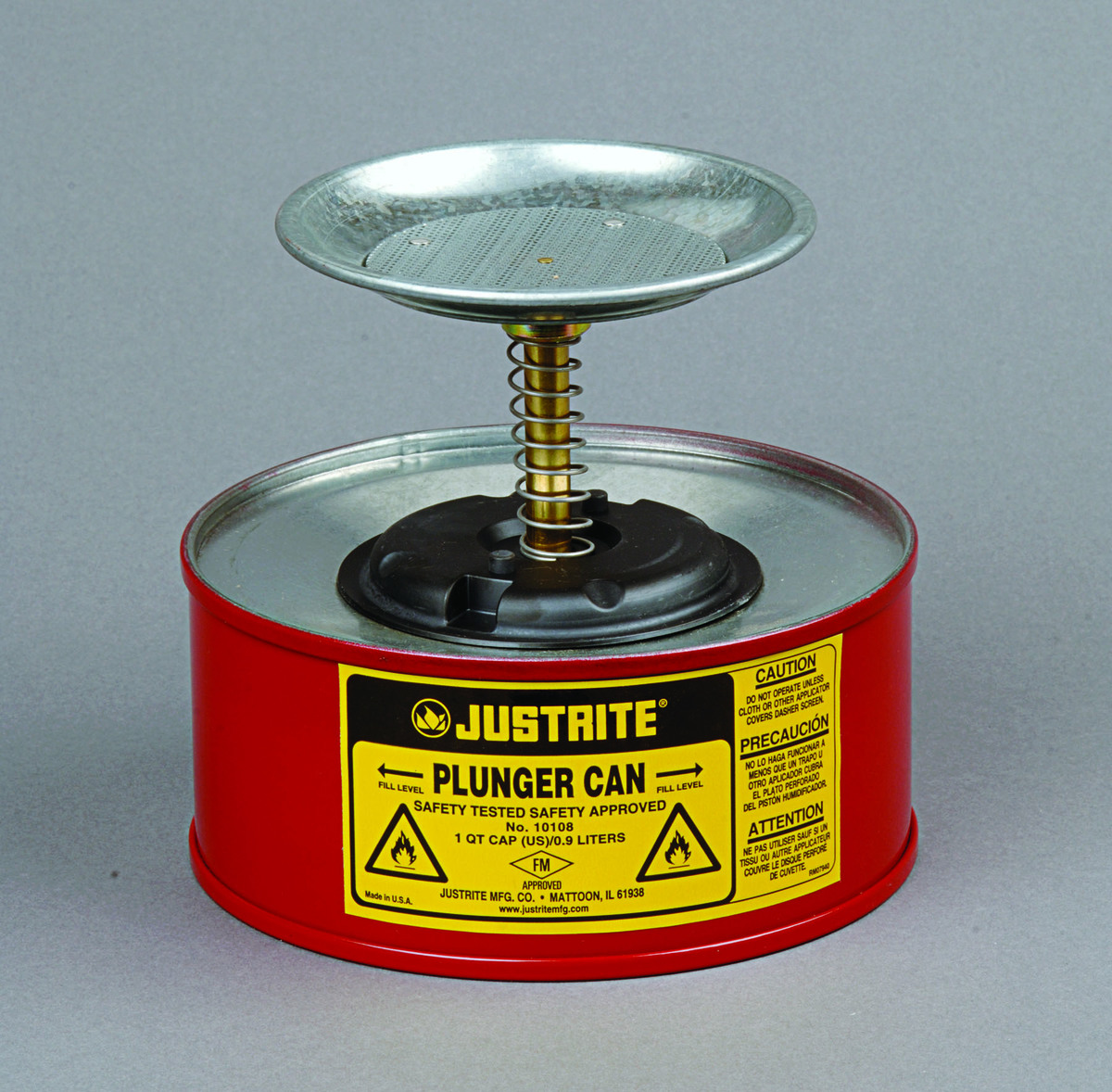 Justrite™ 1 Quart Red Galvanized Steel Safety Plunger Can With 5