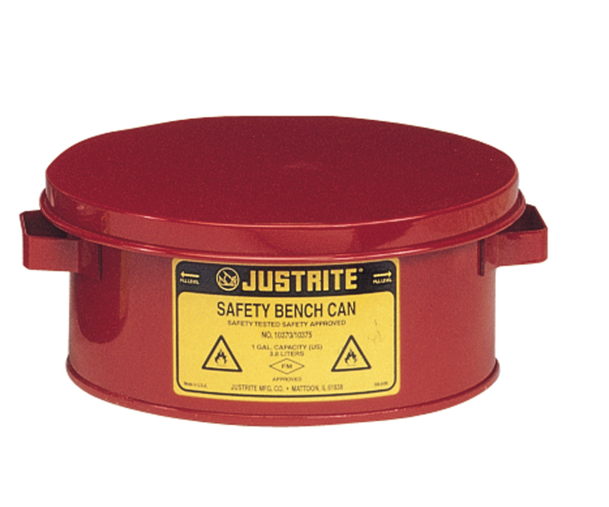 Justrite™ 1 Gallon Red Galvanized Steel Safety Bench Can With 7-1/2
