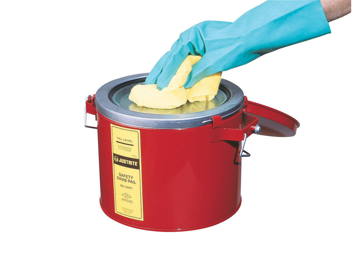 Justrite 6 Quart Red Steel Swab Pail With 712 Dasher JTR10471 for sale online at autumn supply