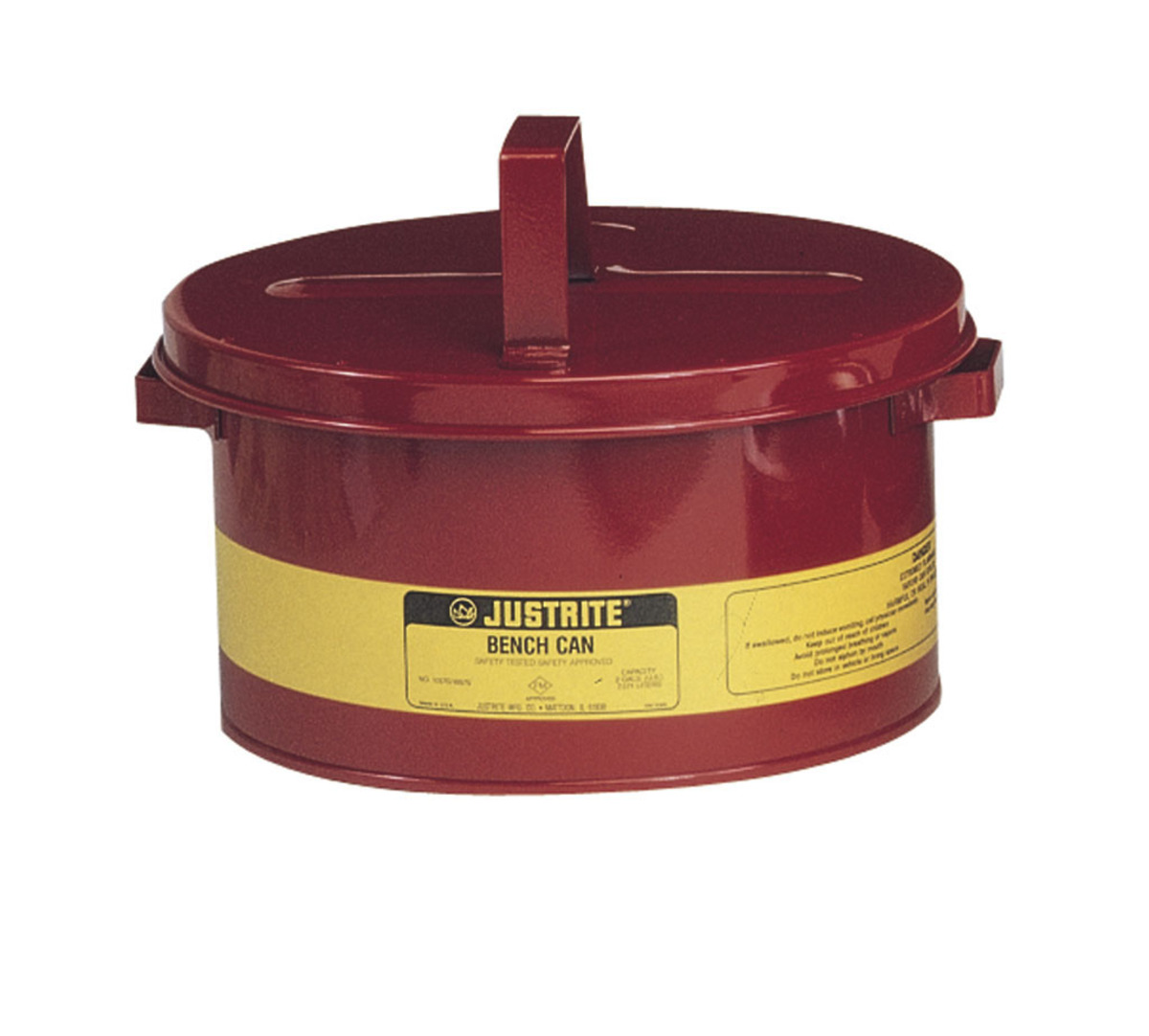 Justrite™ 3 Gallon Red Galvanized Steel Safety Bench Can With 12-1/8