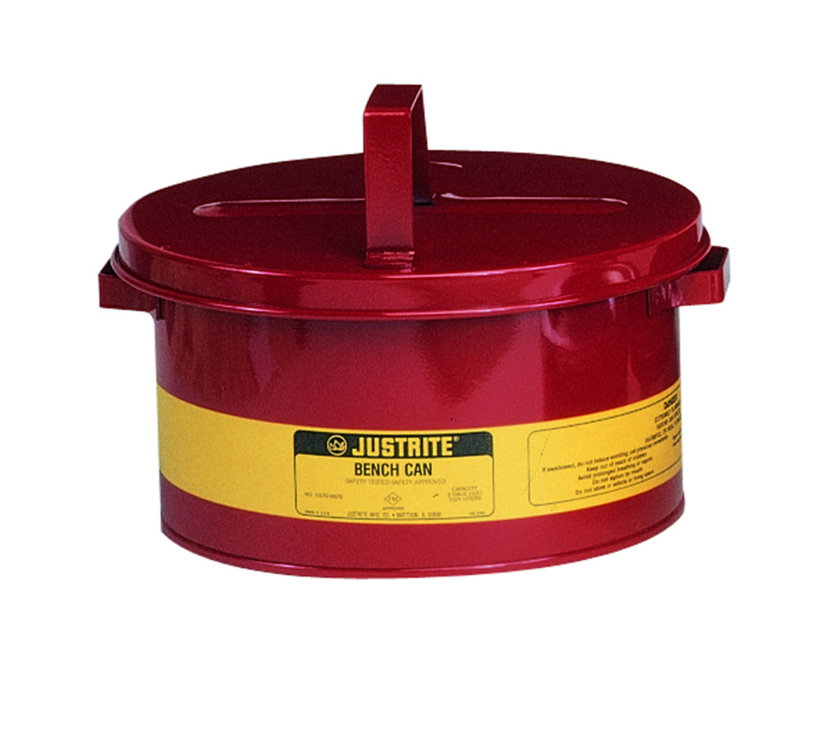 Justrite™ 2 Gallon Red Galvanized Steel Safety Bench Can With 9-3/4