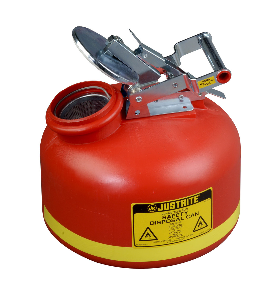 Justrite 2 Gallon Translucent Red HDPE Liquid Disposa JTR14762 for sale online at autumn supply