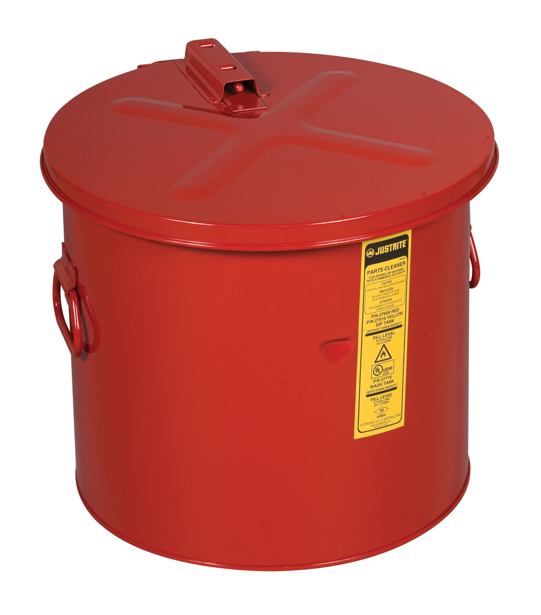Justrite™ 8 Gallon Red Galvanized Steel Benchtop Dip Tank (For Hazardous Liquids)