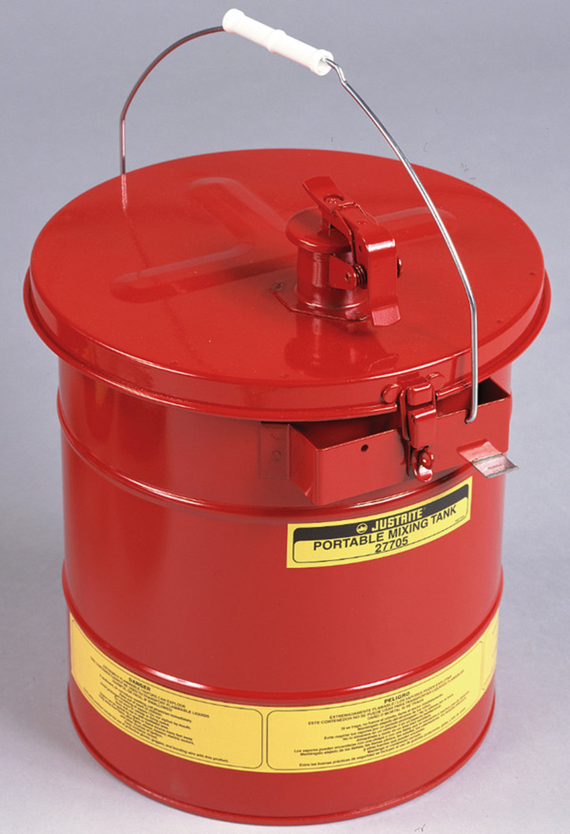 Justrite™ 5 Gallon Red Galvanized Steel Portable Mixing Tank With Internal Flame Arrester