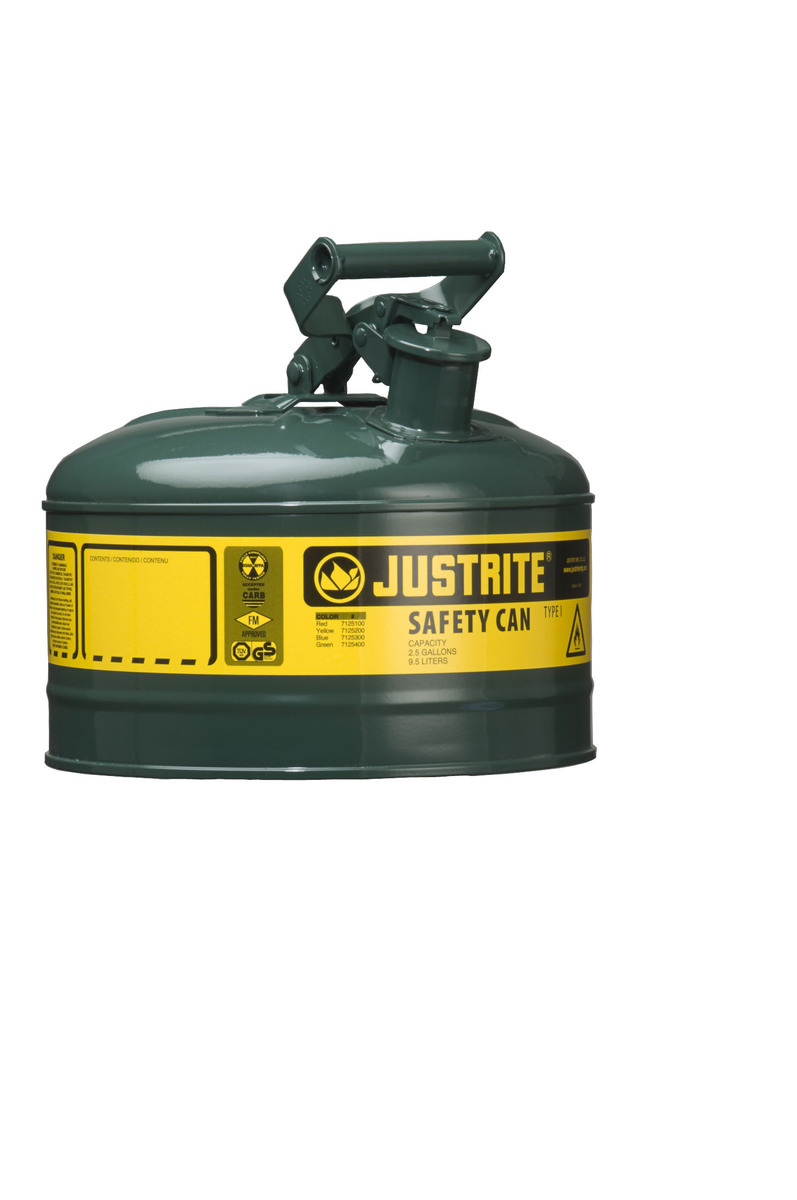 Justrite™ 1 Gallon Green Galvanized Steel Type | Safety Can With 3 1/2