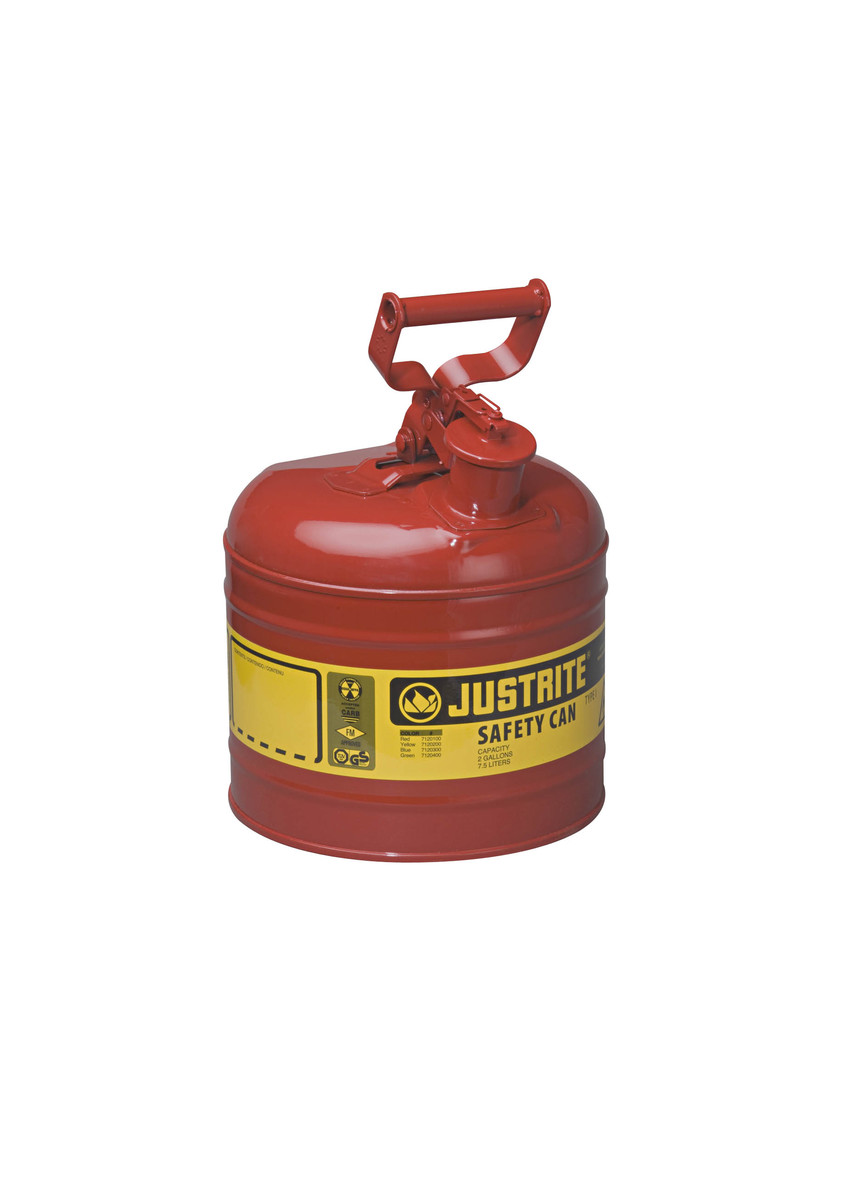 Justrite™ 2 Gallon Red Galvanized Steel Type | Safety Can With 3 1/2