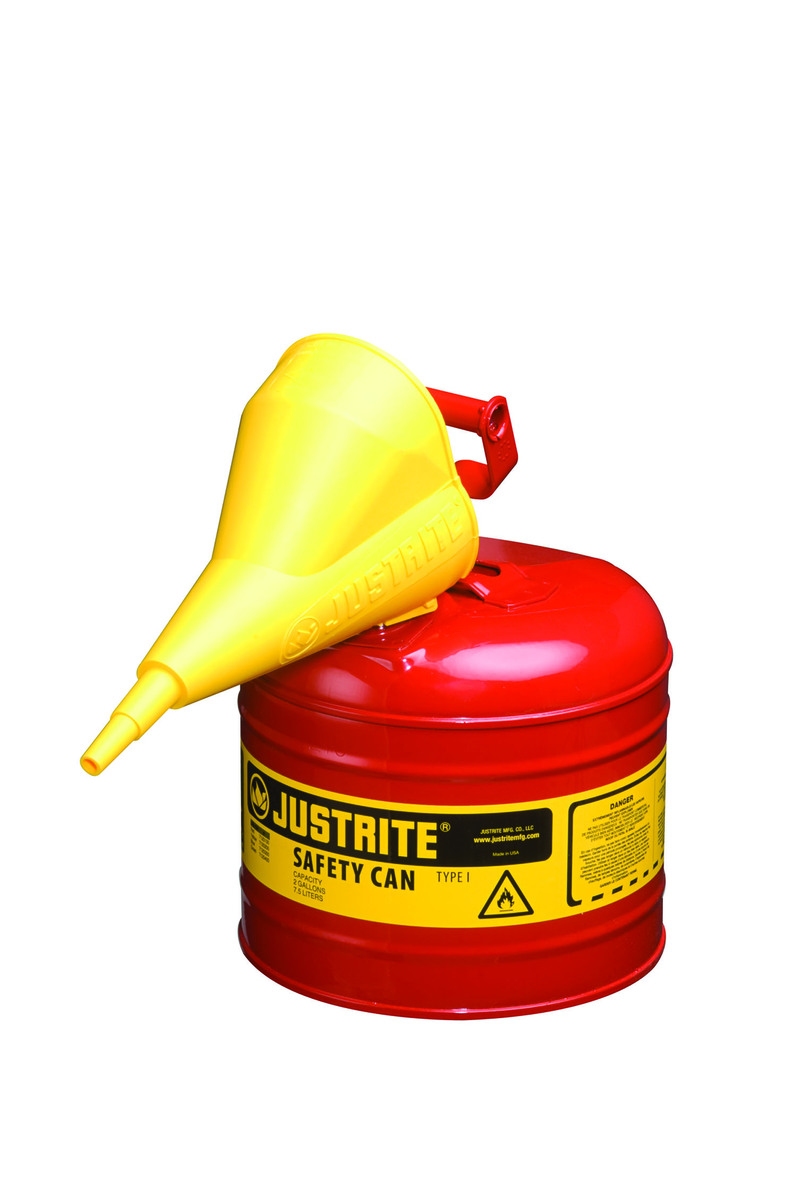 Justrite™ 2 Gallon Red Galvanized Steel Type | Safety Can With 3 1/2
