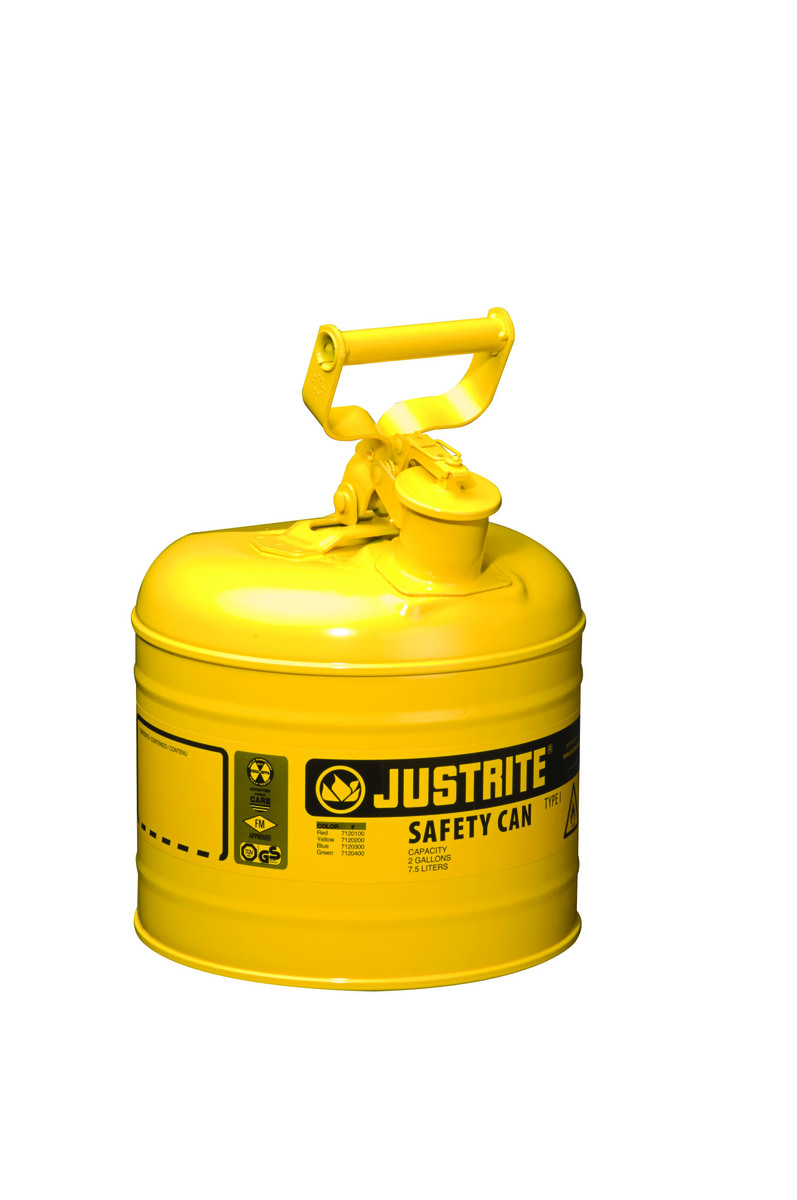 Justrite™ 2 Gallon Yellow Galvanized Steel Type | Safety Can With 3 1/2