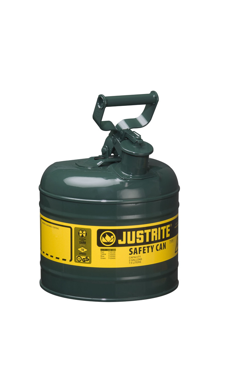 Justrite™ 2 Gallon Green Galvanized Steel Type | Safety Can With 3 1/2