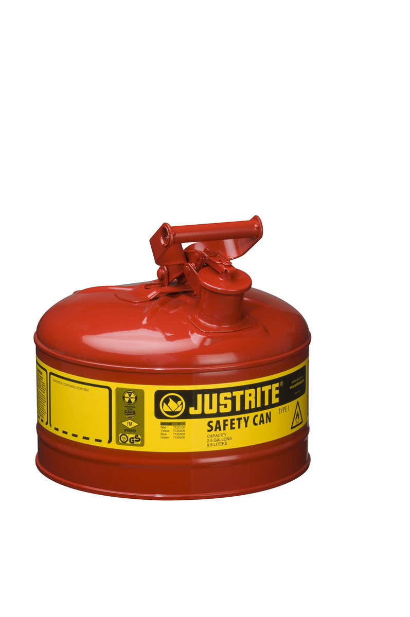 Justrite™ 2 1/2 Gallon Red Galvanized Steel Type | Safety Can With 3 1/2