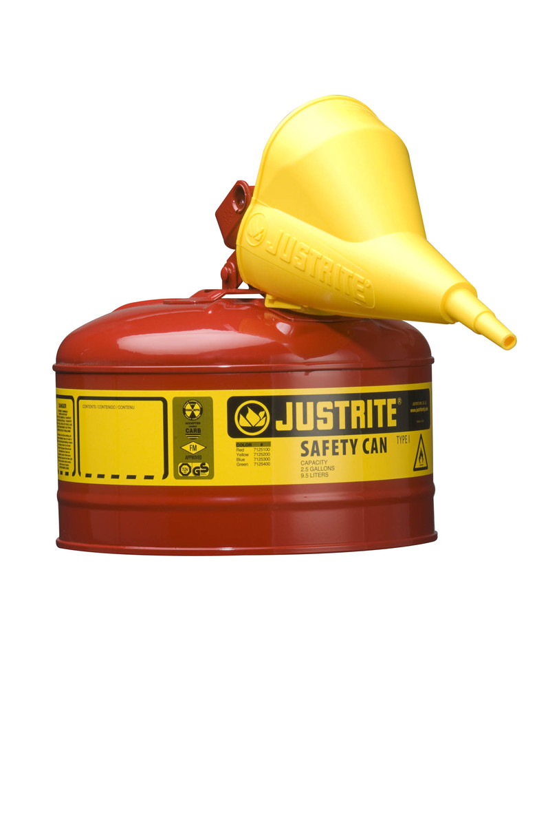 Justrite™ 2 1/2 Gallon Red Galvanized Steel Type | Safety Can With 3 1/2