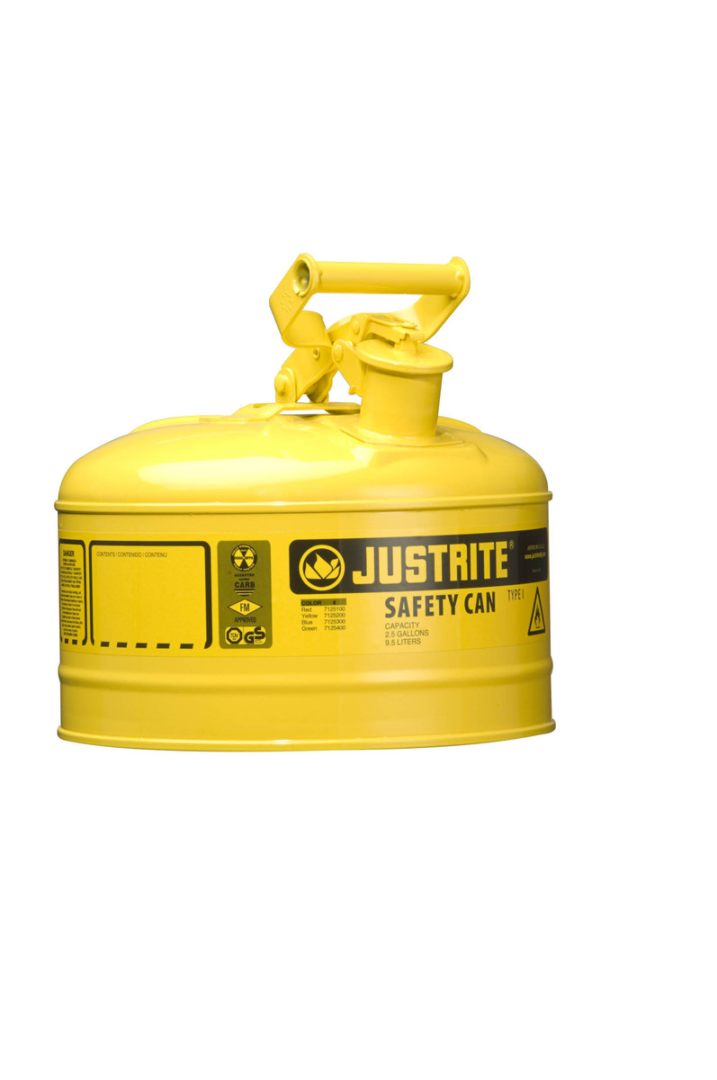 Justrite™ 2 1/2 Gallon Yellow Galvanized Steel Type | Safety Can With 3 1/2