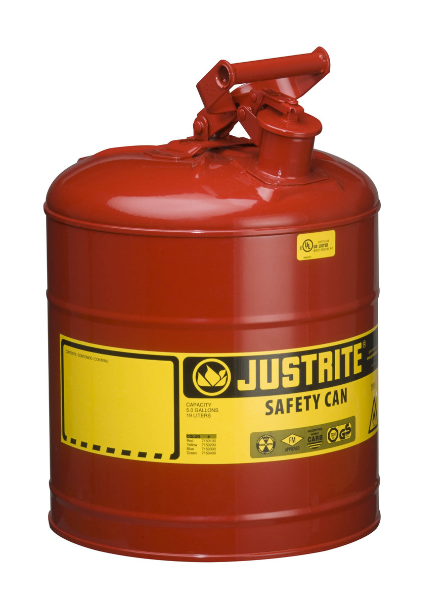 Justrite™ 5 Gallon Red Galvanized Steel Type | Safety Can With 3 1/2