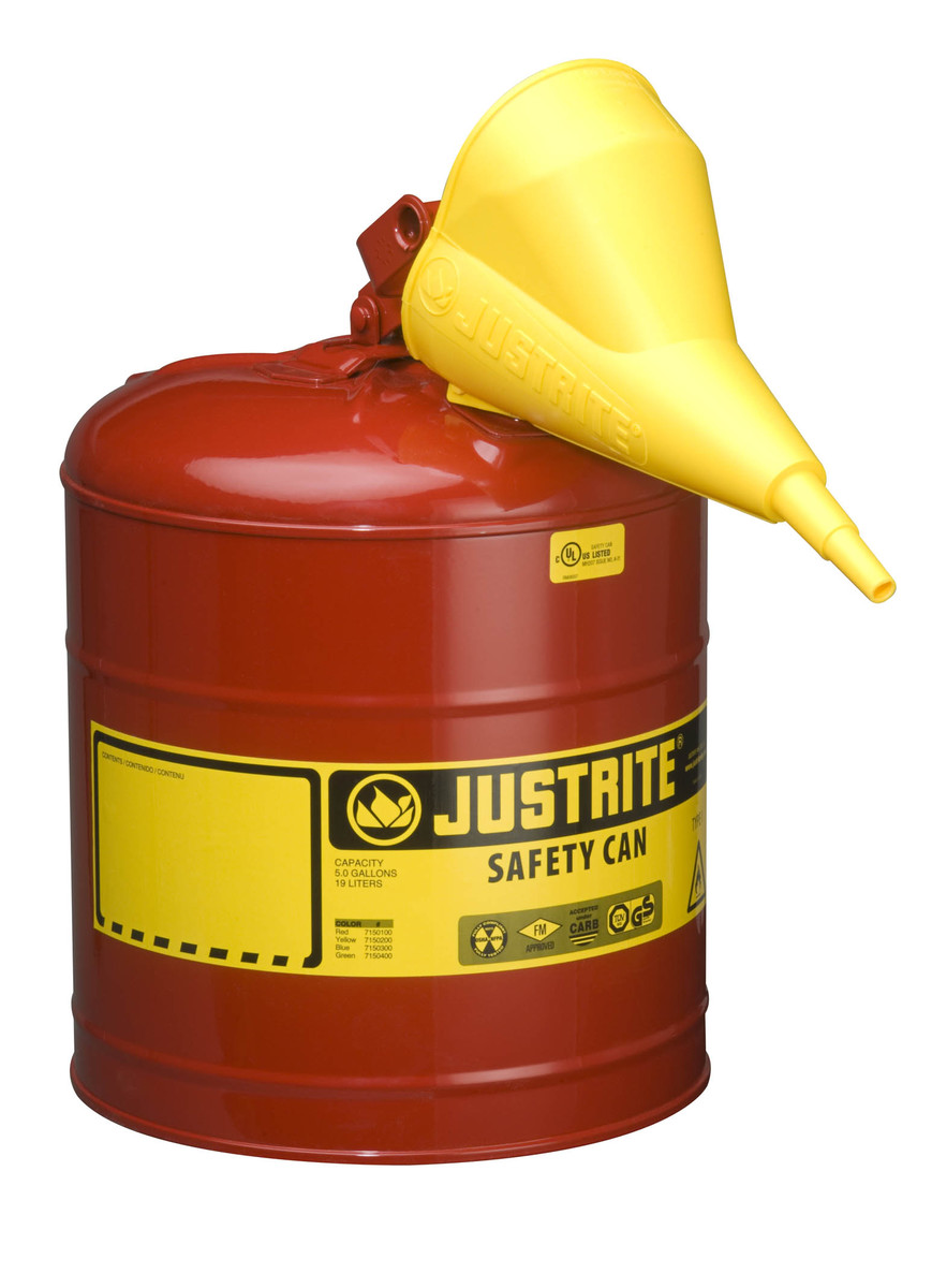 Justrite™ 5 Gallon Red Galvanized Steel Type | Safety Can With 3 1/2