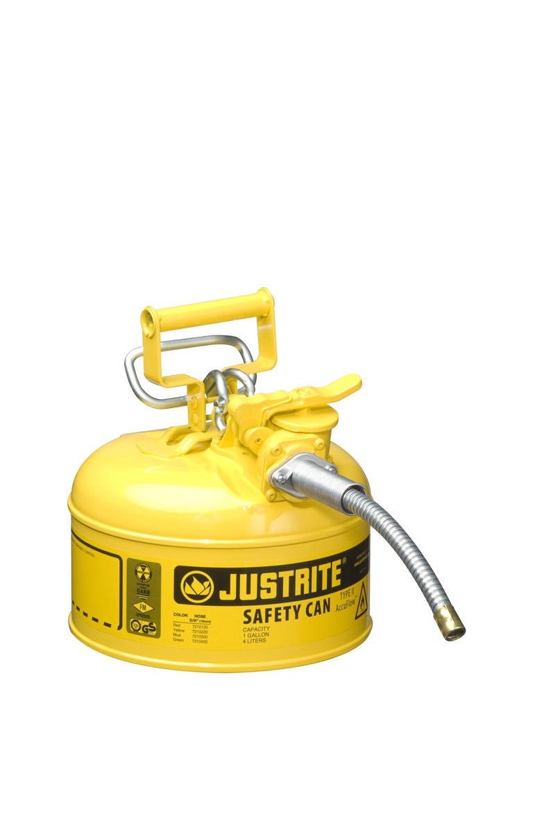 Justrite 1 Gallon Yellow AccuFlow Galvanized Steel Ty JTR7210220 for sale online at autumn supply